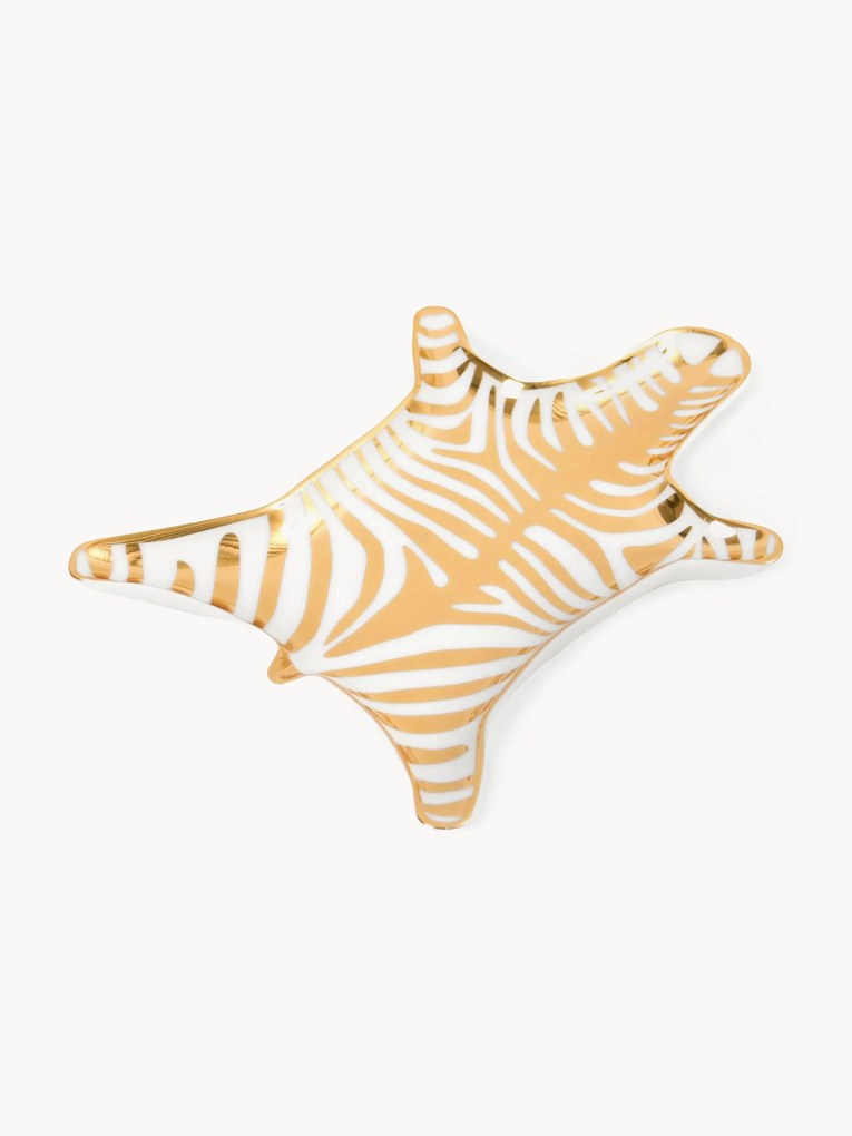 Tabuleiro decorativo em porcelana com dourado Zebra