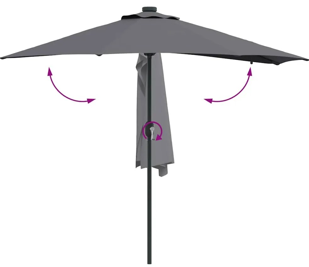 Guarda-sol de Jardim Cinzento-escuro 294 x 150 x 223 cm tecido