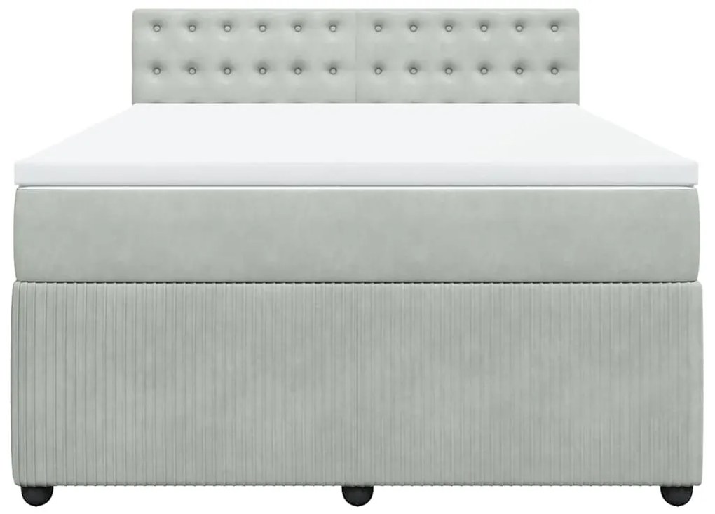 Cama com molas/colchão 140x190 cm veludo cinzento-claro