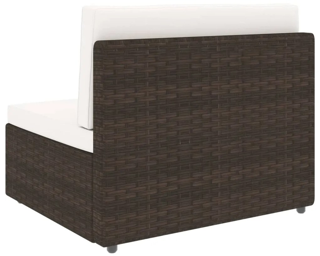 8 pcs conjunto lounge p/ jardim c/ almofadões vime PE castanho