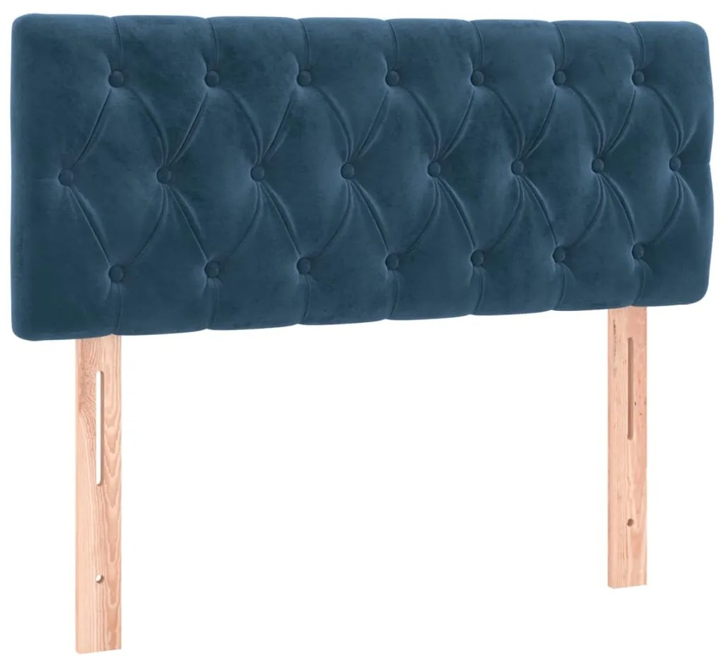Cama box spring c/ colchão/LED 90x200 cm veludo azul-escuro