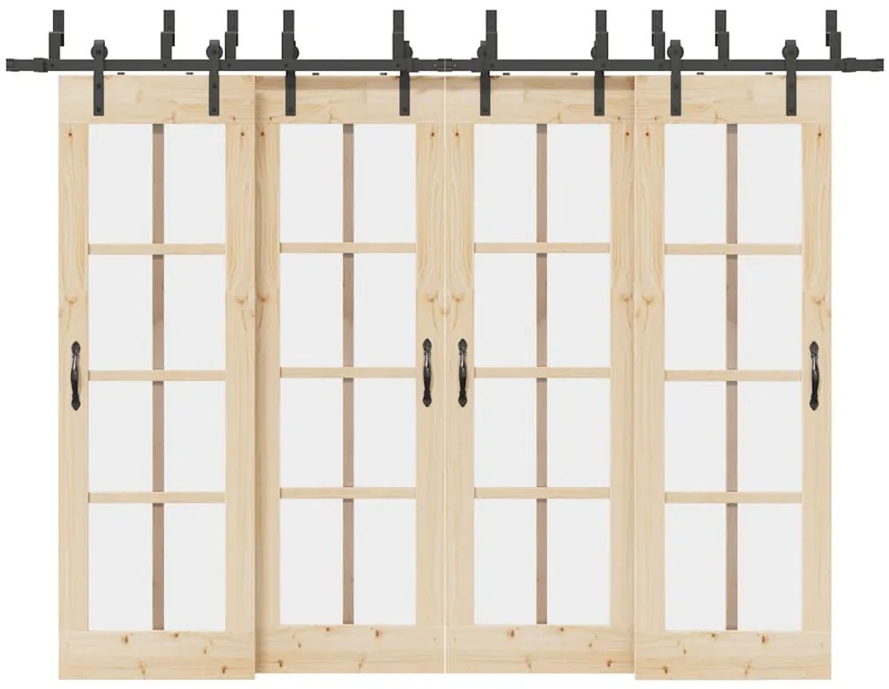 Kit de ferragens para porta deslizante 305 cm aço preto