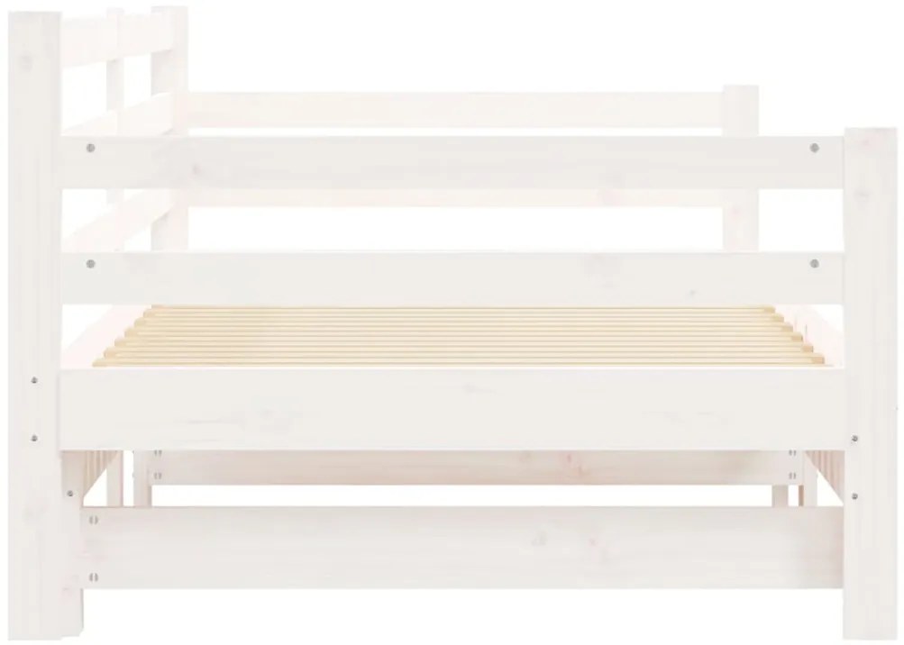 Sofá-cama com gavetão 90x190 cm madeira de pinho maciça branco