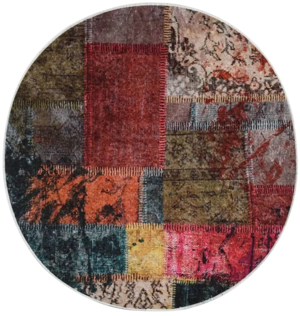 Tapete lavável antiderrapante φ120 cm patchwork multicor