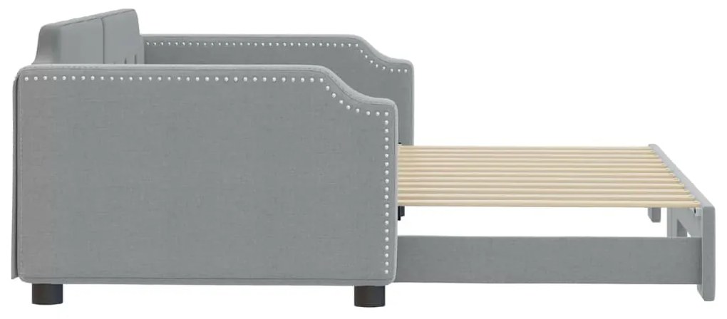 Sofá-cama com gavetão 100x200 cm tecido cinzento-claro
