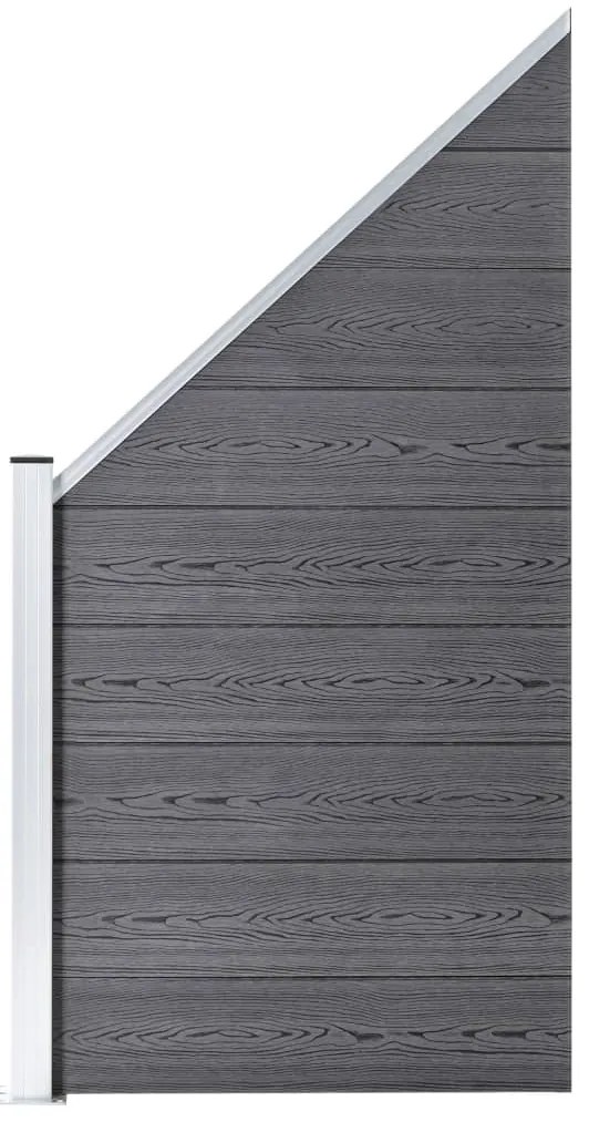 Painel vedação WPC 3 quadrados + 1 inclinado 619x186cm cinzento