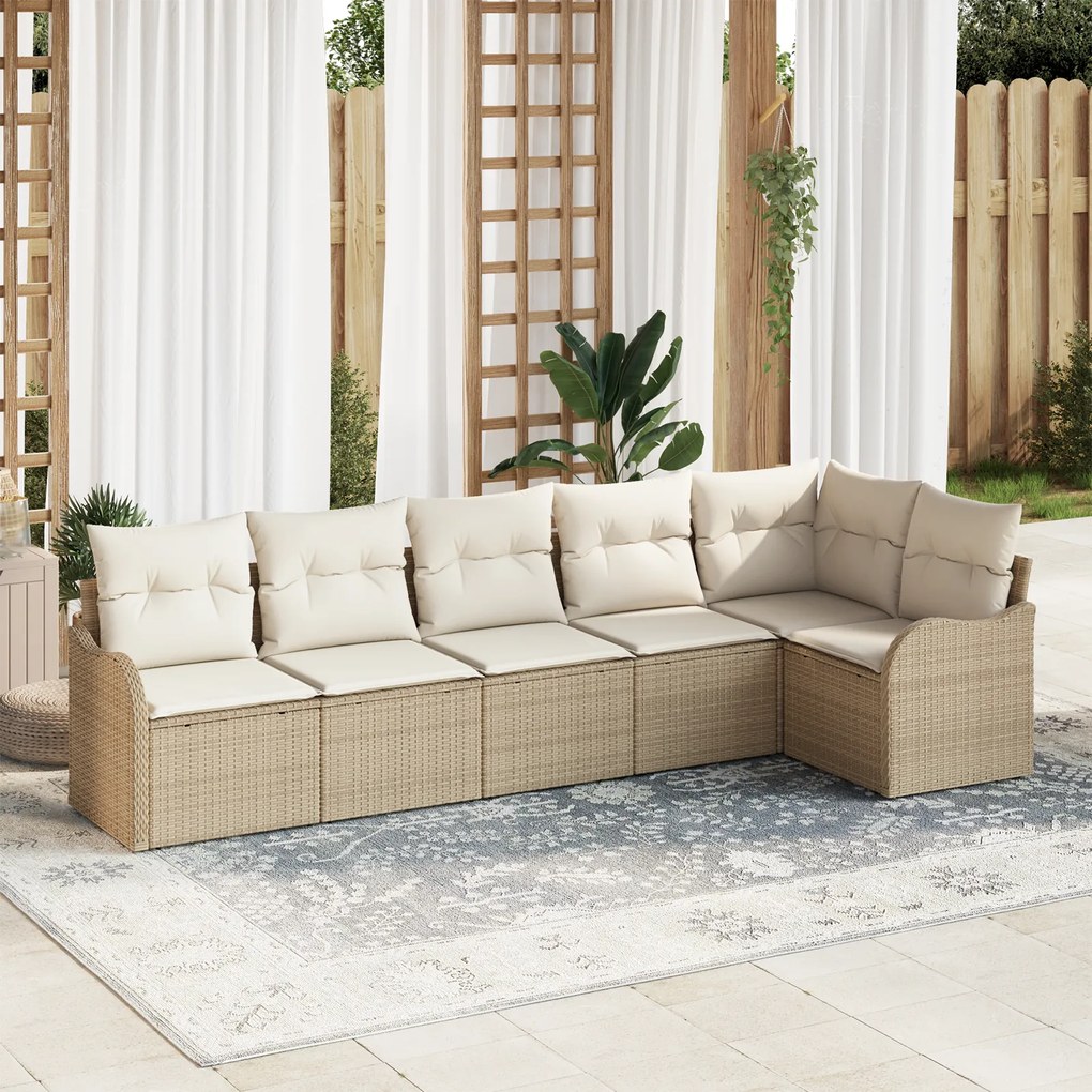 Conjunto de Sofá de Jardim vidaXL com Almofadas Vime Bege