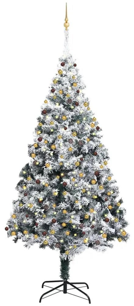 vidaXL Árvore de Natal artificial c/ luzes LED/bolas/neve 300 cm verde
