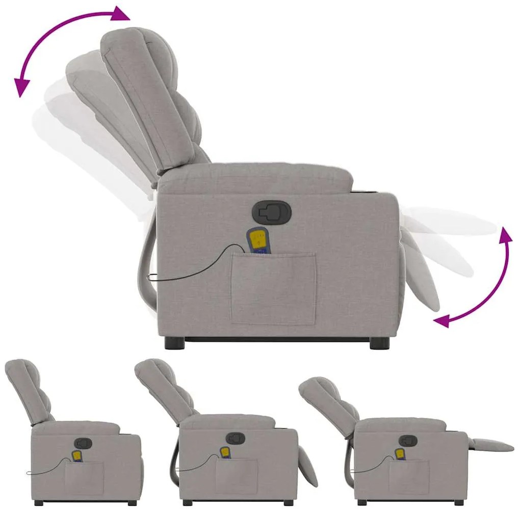 Poltrona elevatória de massagens tecido cinzento-nublado