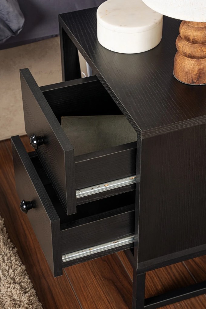 Mesa de Cabeceira Glimmer – Preto Madeira – 45,2x50x29,5 cm