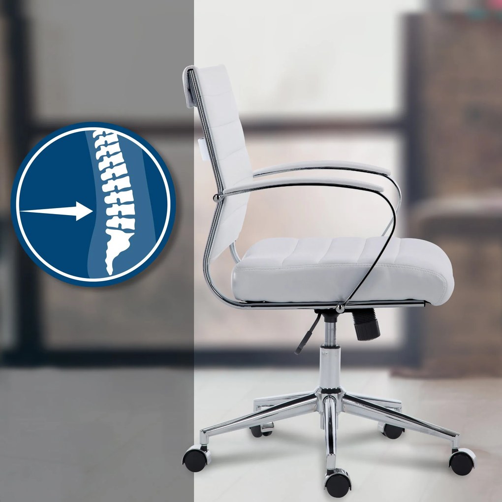 Cadeira de escritório Oakland Leather Sintético Branco