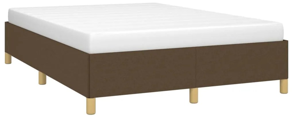 Estrutura de cama sem colchão 140x190 cm tecido castanho-escuro