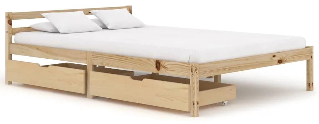 3060329 vidaXL Estrutura de cama com 2 gavetas 120x200 cm pinho maciço