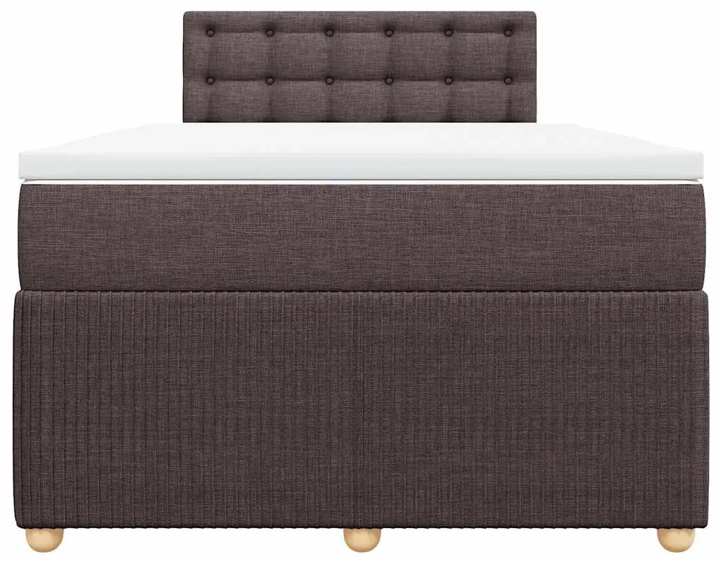 Cama boxspring com colchão 120x190 cm tecido castanho-escuro