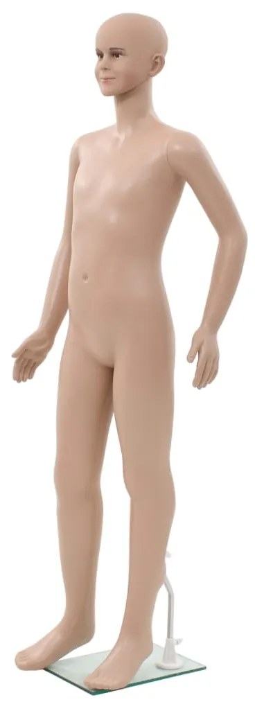 vidaXL Manequim criança completo base de vidro 140 cm bege