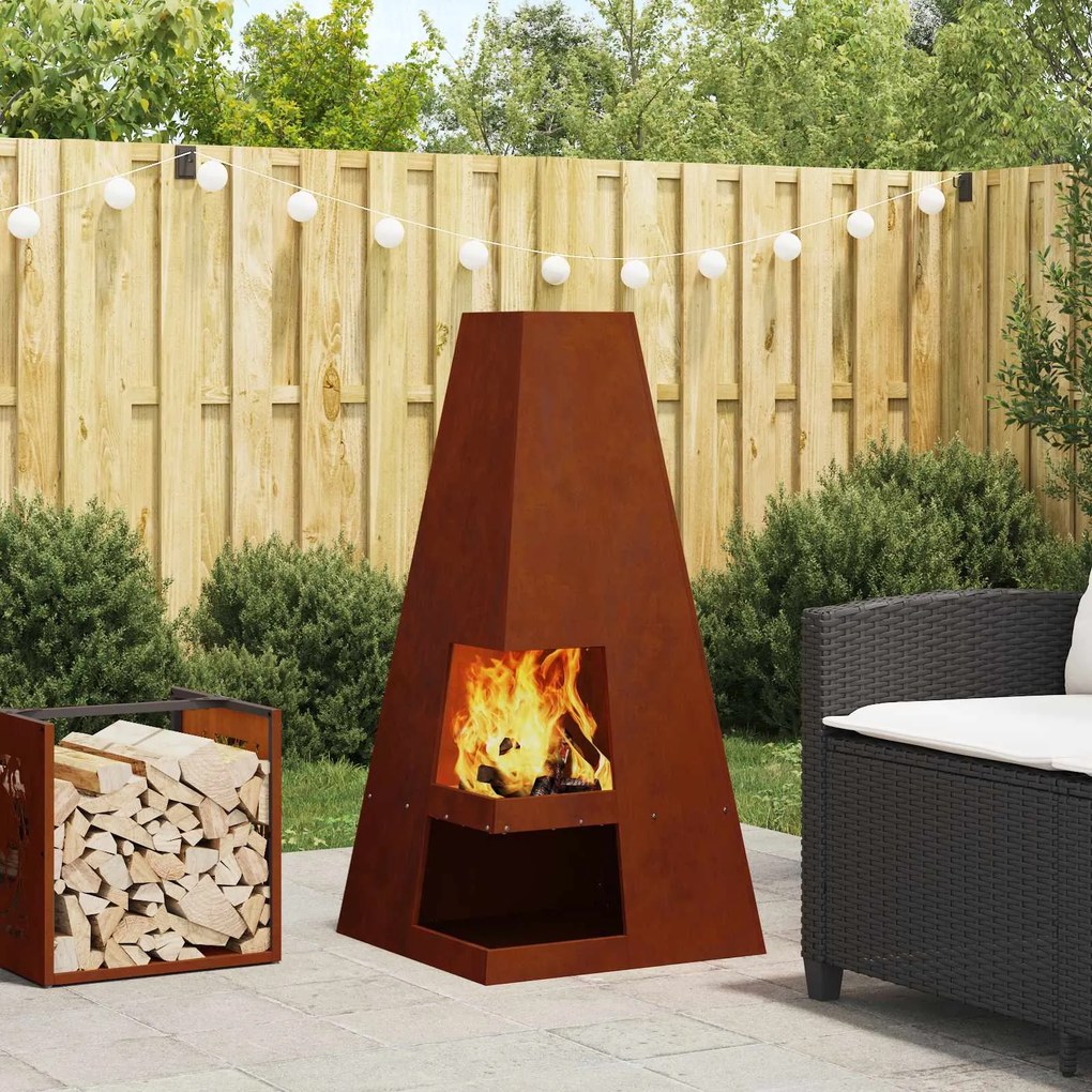 vidaXL Fire Pit Castanho 50 x 50 x 100 cm Aço