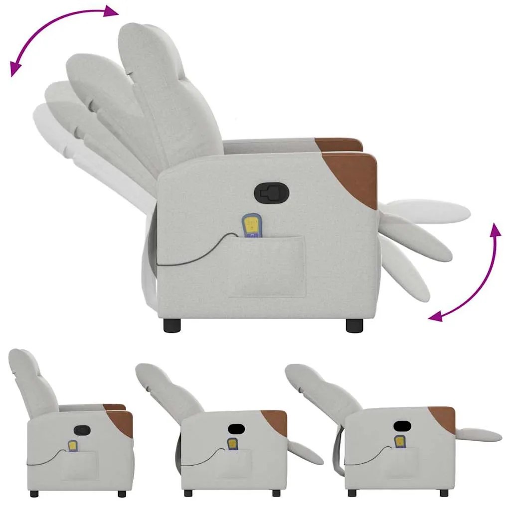 Cadeira de massagem reclinável tecido cinzento