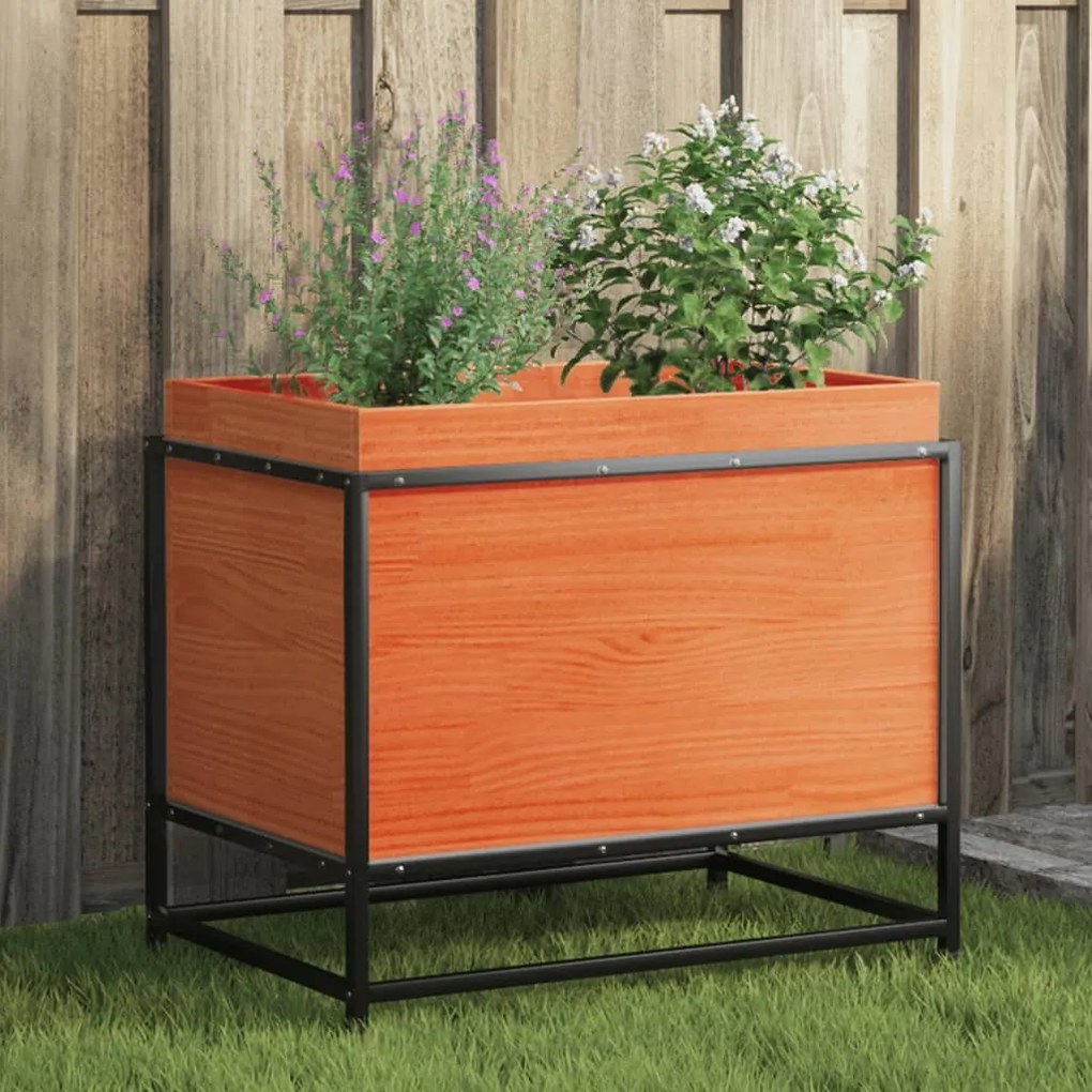 vidaXL Vaso/floreira de jardim 60x40x50 cm pinho maciço castanho-mel
