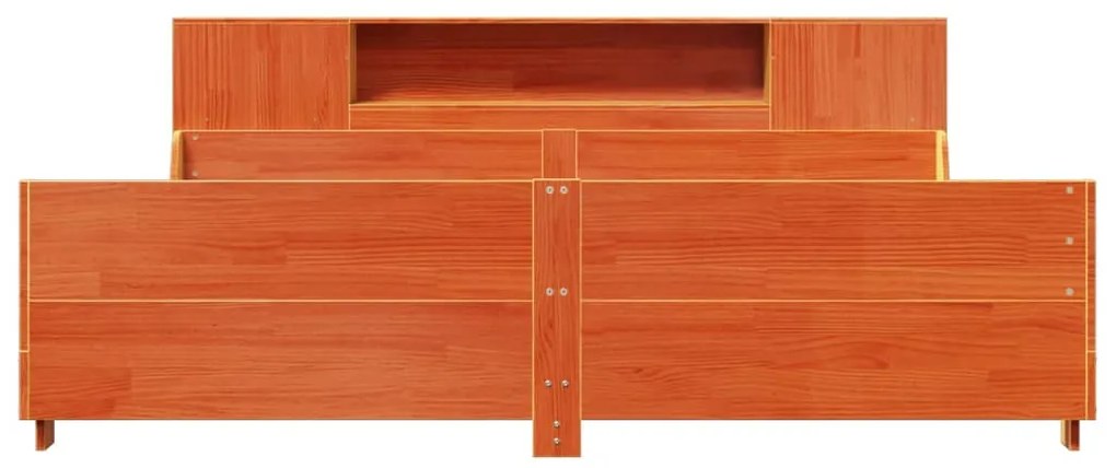 Cama sem colchão 200x200 cm pinho maciço castanho-mel