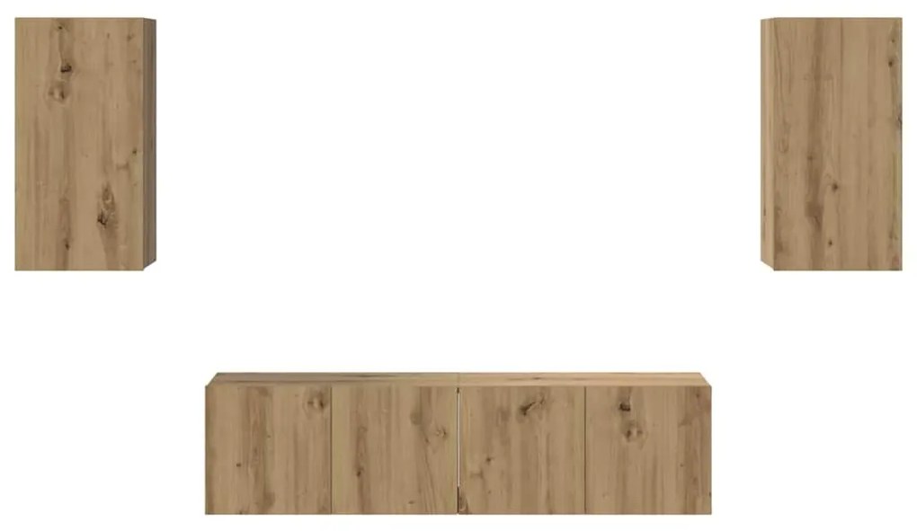 Conjunto de móvel de TV com prateleira 4 pcs carvalho artisiano