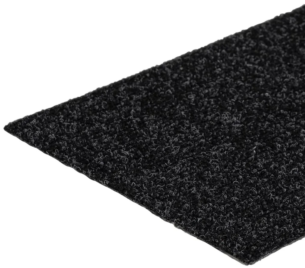 Tapetes de escada adesivos retangulares 15 pcs 76x20 cm preto