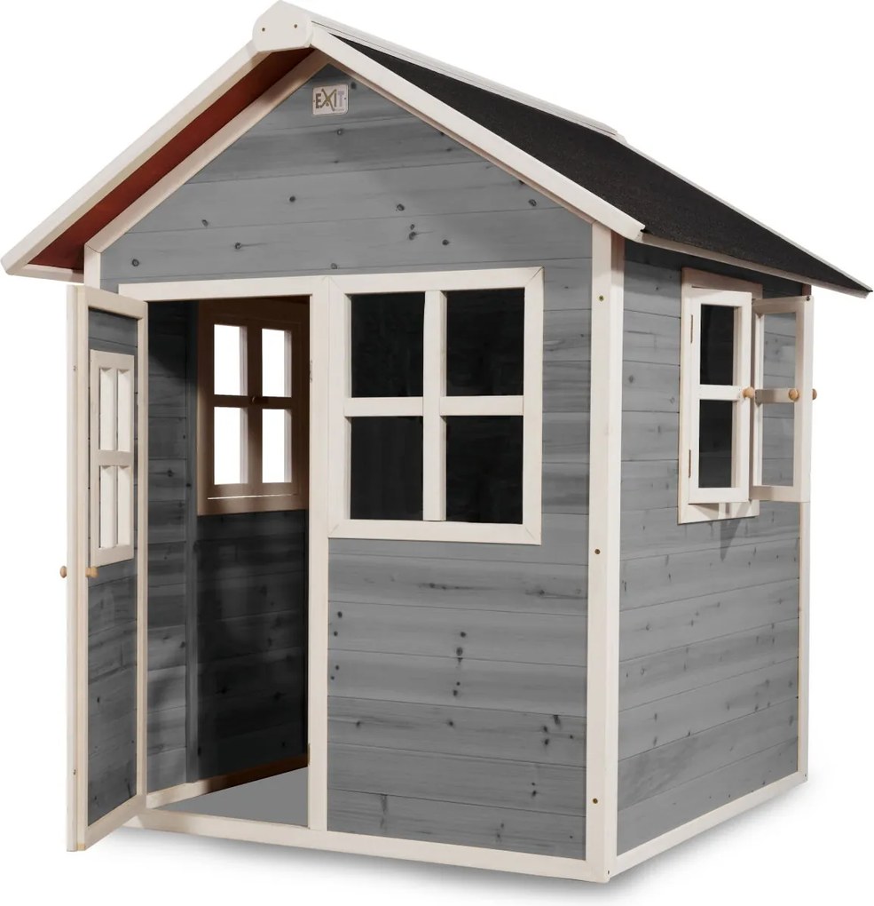 Casa de brincar infantil exterior para crianças Loft 100 em madeira - Cinzenta