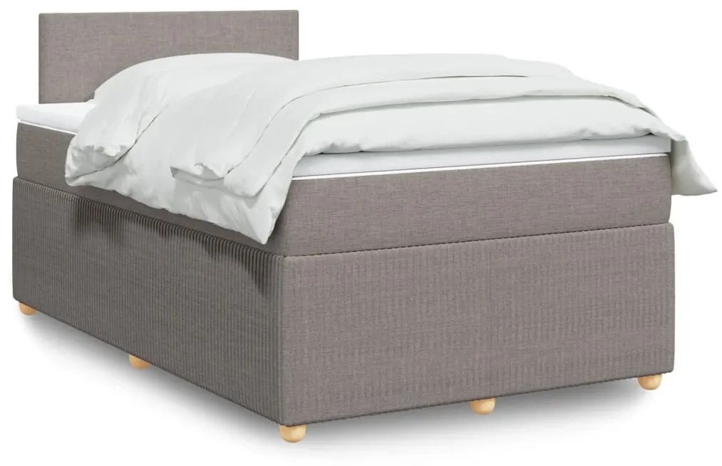 Cama boxspring c/ colchão 120x190cm tecido castanho-acinzentado