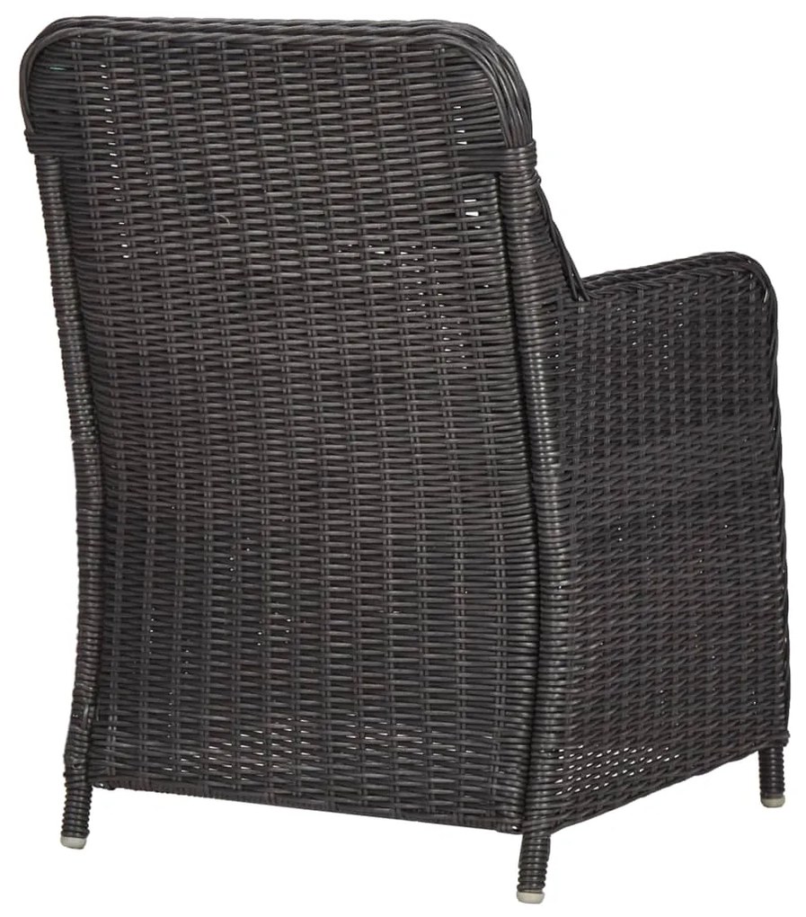 3 pcs conjunto bistrô de jardim com almofadões vime PE preto
