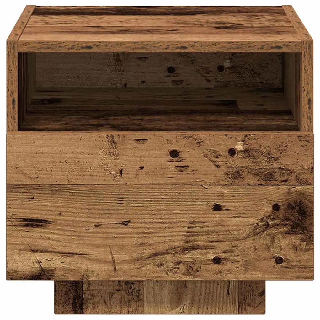 Camas de cabeceira vidaXL com luzes LED 2 pcs Madeira antiga 40x39x37