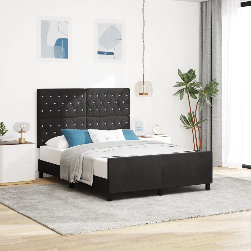 Cama vidaXL Preta 160x200 cm Veludo