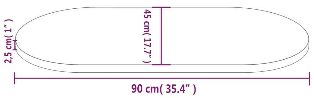 Tampo de mesa oval 90x45x2,5 cm madeira de pinho maciça branco