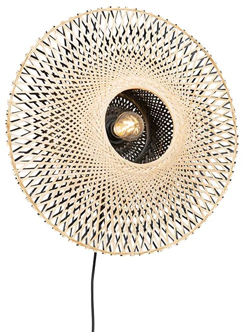 Candeeiro de parede oriental bambu 50 cm com ficha - Rina Oriental