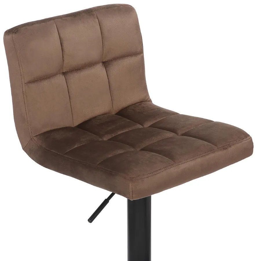 Conjunto de 4 bancos de bar em veludo com estrutura preta 85-106 x 40 x 50 cm castanho