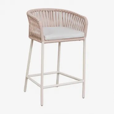 Pack De 4 Bancos Altos Com Apoios De Braços Em Corda Trançada Arhiza ↑65 Cm & Nude Beige - Sklum