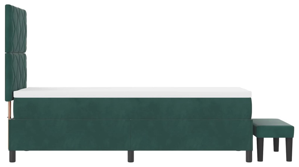 Cama Box Spring com Colchão &amp; Banco Verde Escuro 80x200 cm Veludo
