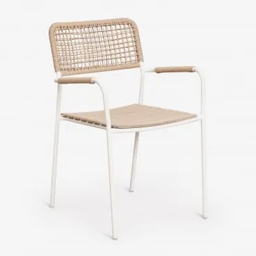 Pack De 2 Cadeiras De Jardim Empilháveis Com Braços Em Aço E Madeira De Acácia Tilda Gardénia Branco - Sklum