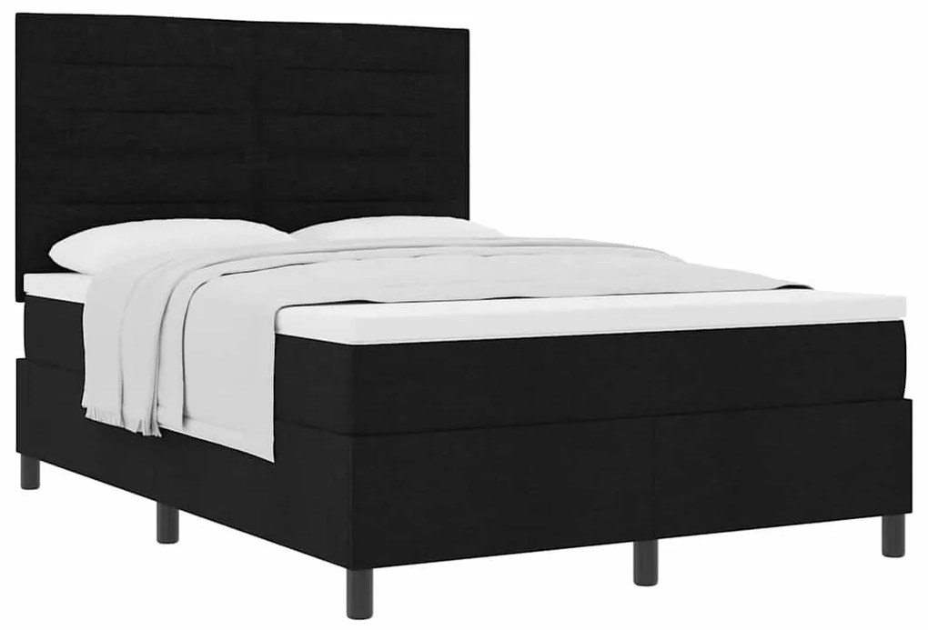 Cama Box Spring com Colchão Preto 160x200 cm Tecido