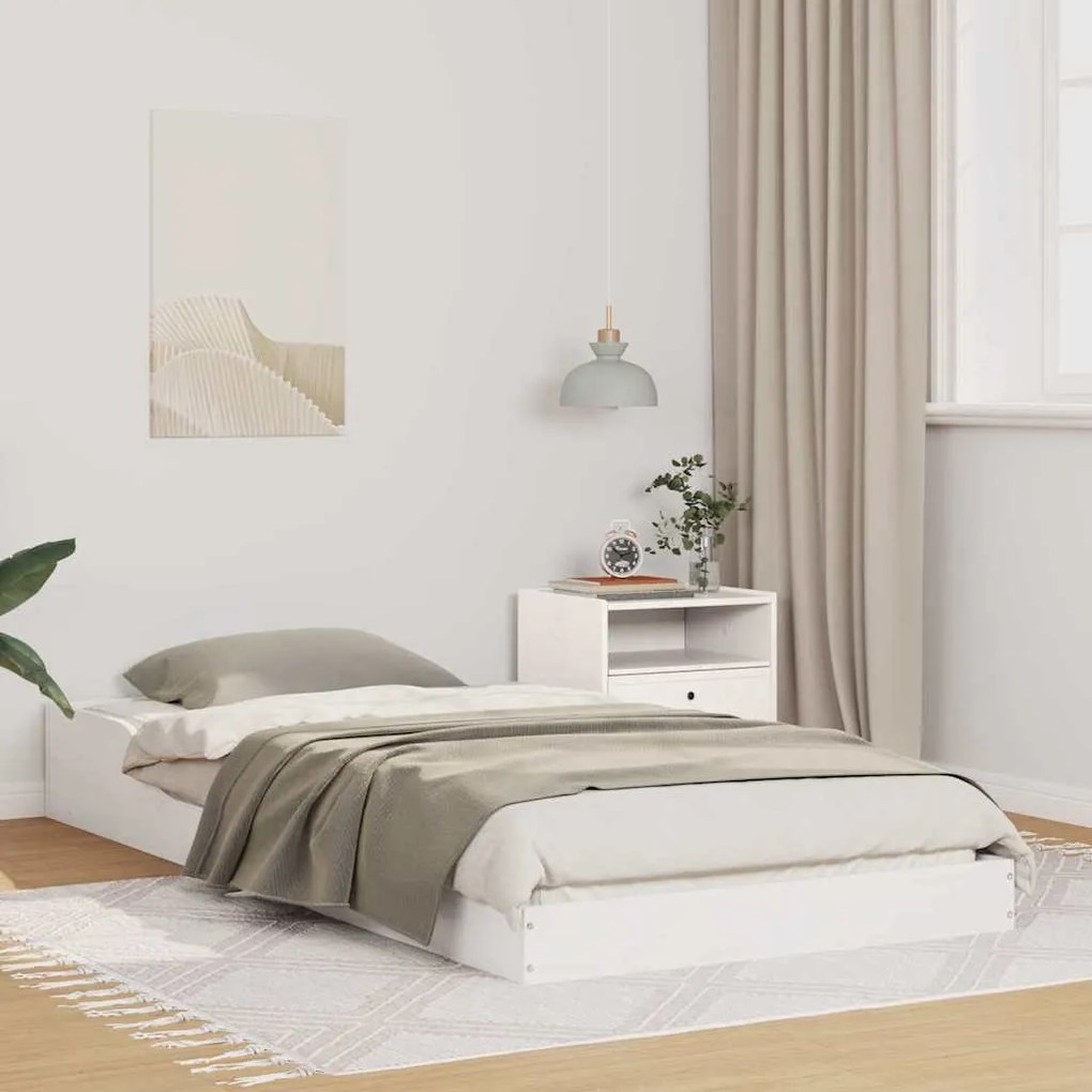 vidaXL Estrutura da Cama Branco 90 x 220 cm Madeira de Pinheiro Sólida