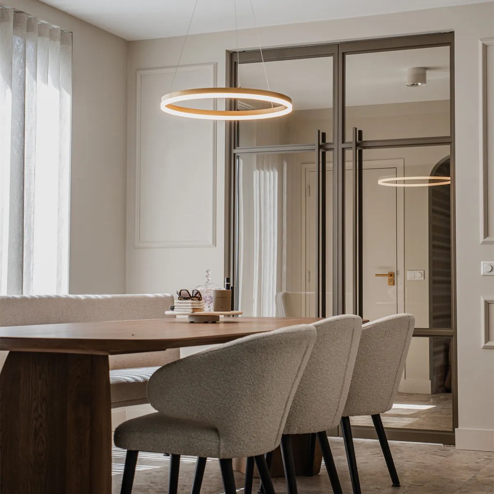 Candeeiro de suspensão design dourado 60 cm com LED regulável em 3 etapas - Anello