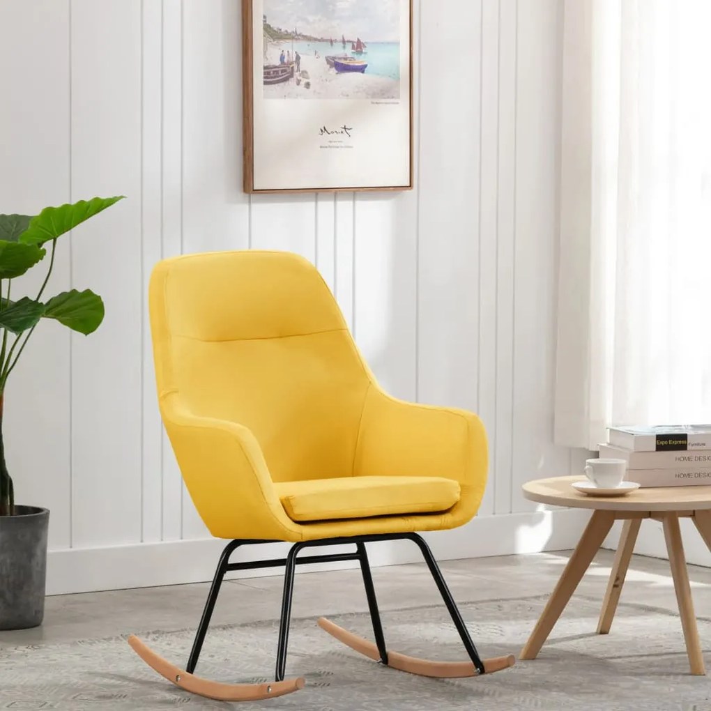 289544 vidaXL Cadeira de baloiço tecido amarelo mostarda