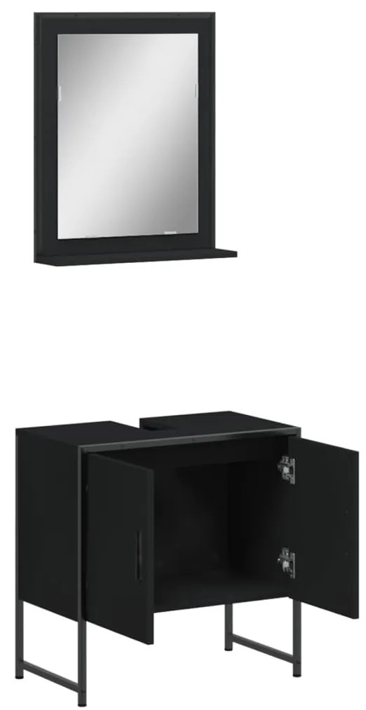 2 pcs conjunto móveis casa de banho derivados de madeira preto