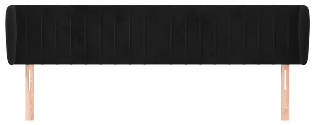 Cabeceira de cama c/ abas veludo 163x23x78/88 cm preto