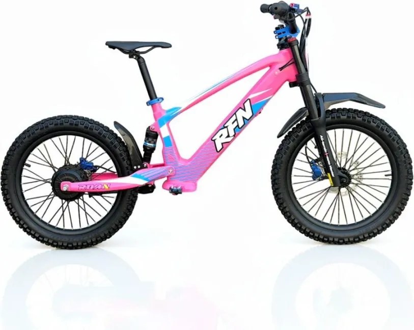 Bicicleta elétrica infantil 500W Roan RXF Evo Racing 18" Rosa