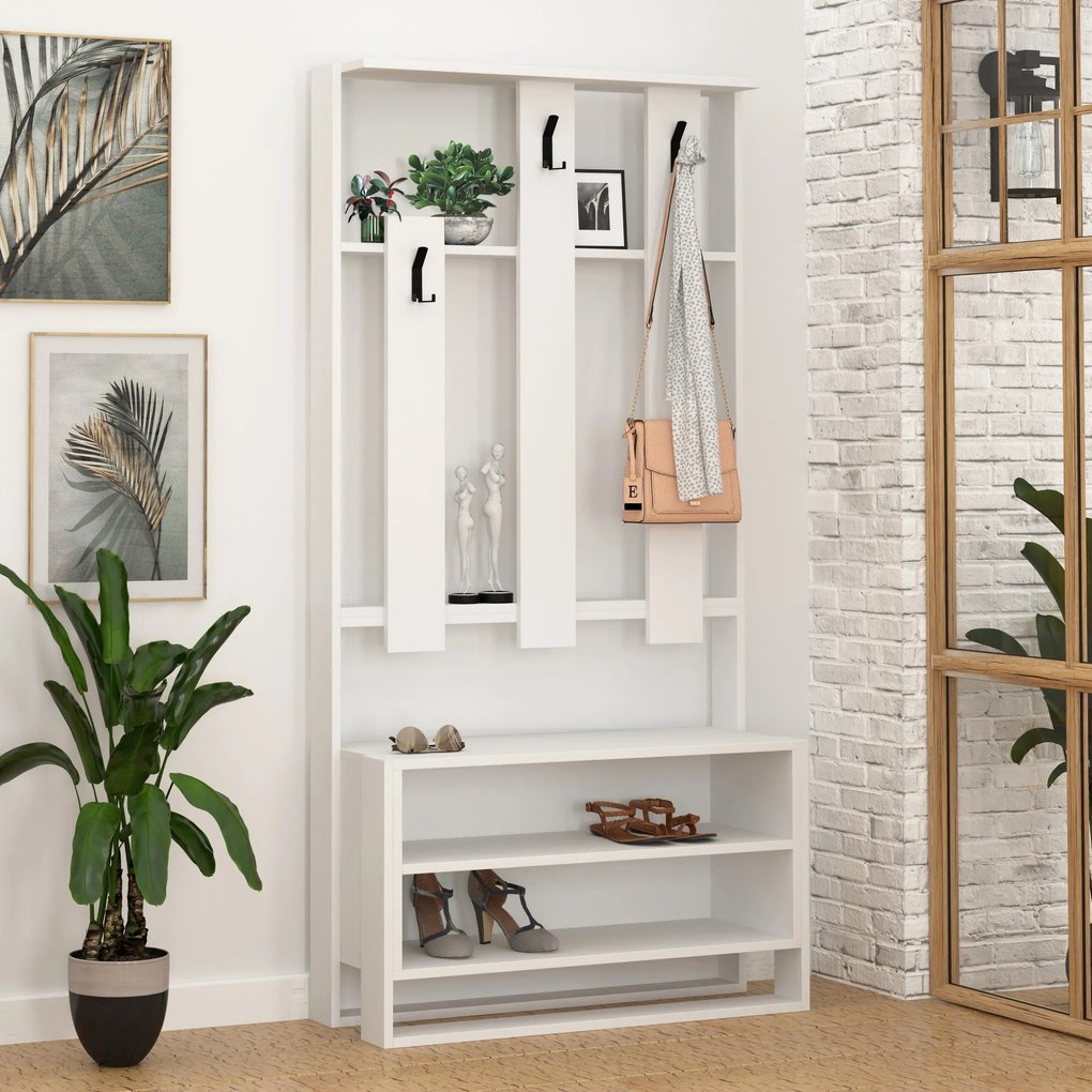 Conjunto de Entrada Chester – Cabide, Banco e Sapateira - 90x36x180 cm