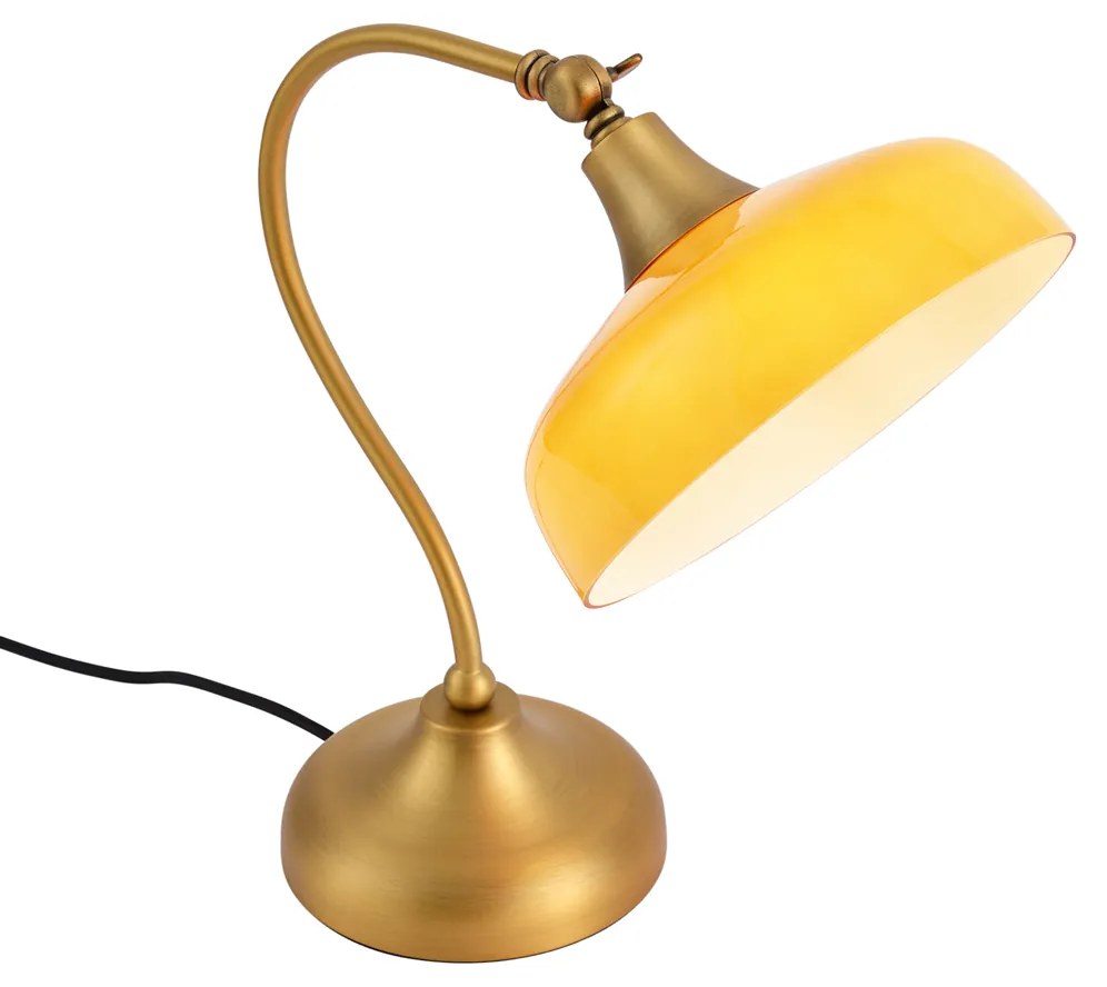 Candeeiro de Mesa Clássico Bronze com Vidro Opal Laranja - Clerk Clássico / Antigo