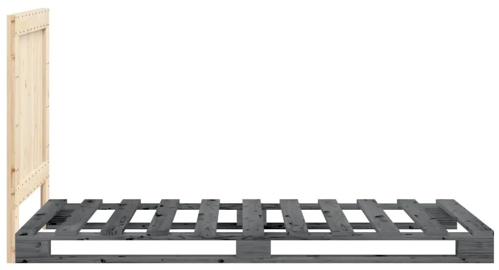 Estrutura de cama com cabeceira 90x200 cm pinho maciço cinzento