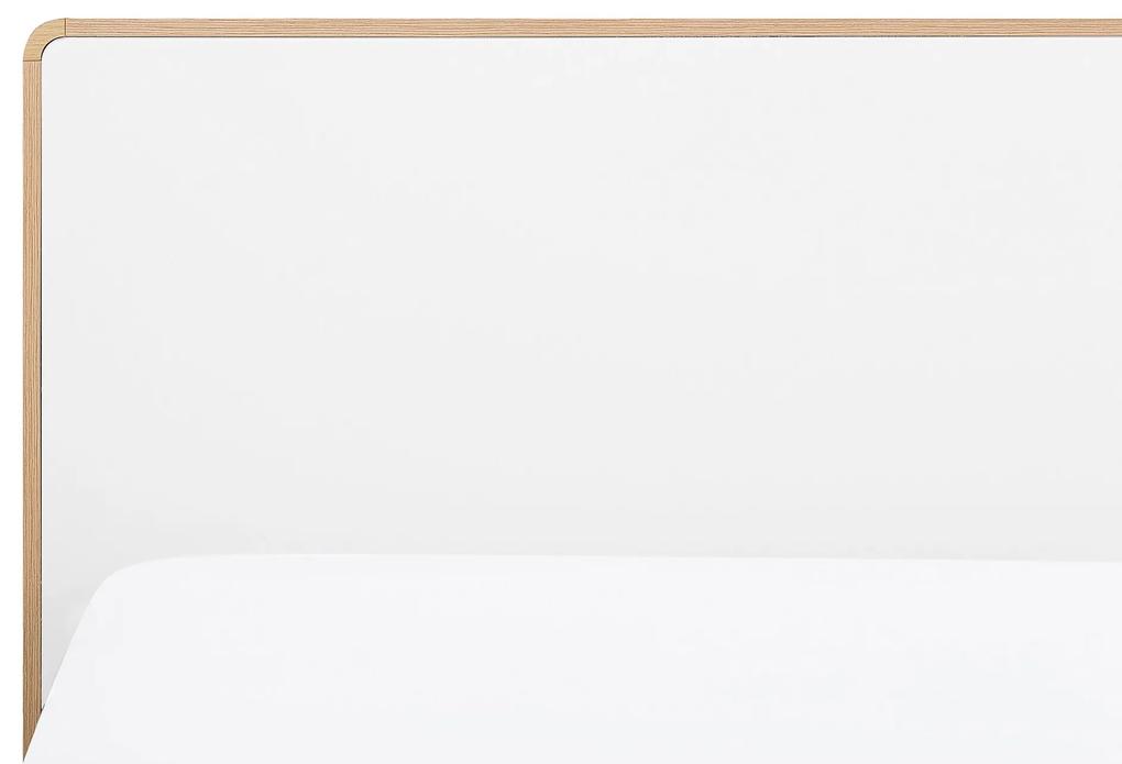Cama de casal em madeira clara e branca 160 x 200 cm SERRIS Beliani