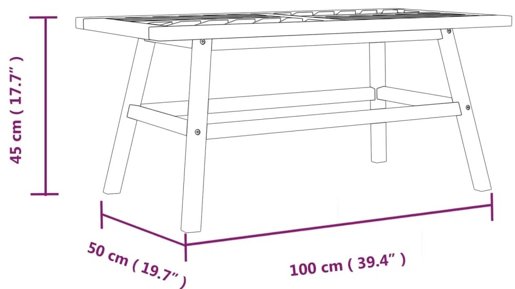 Mesa de centro 100x50x45 cm madeira de acácia maciça