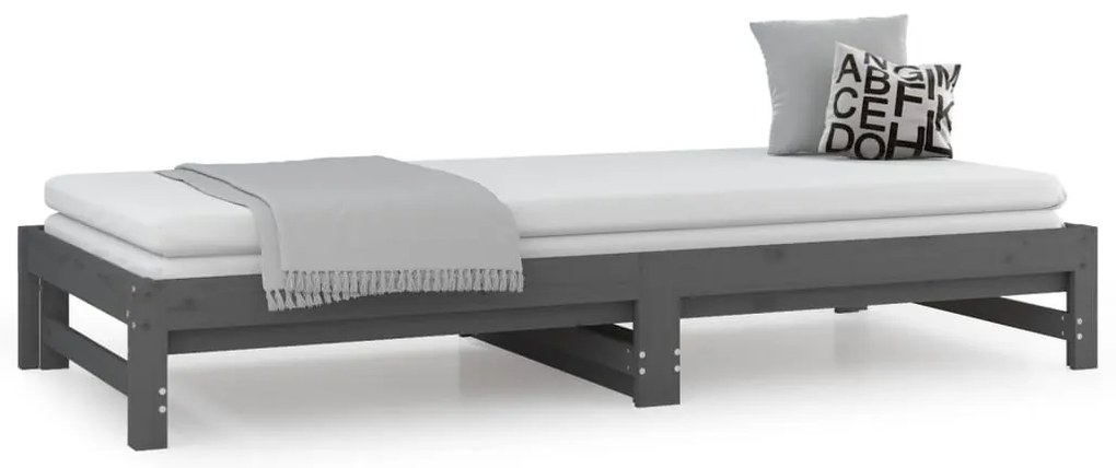 Sofá-cama de puxar 2x(90x200) cm pinho maciço cinza