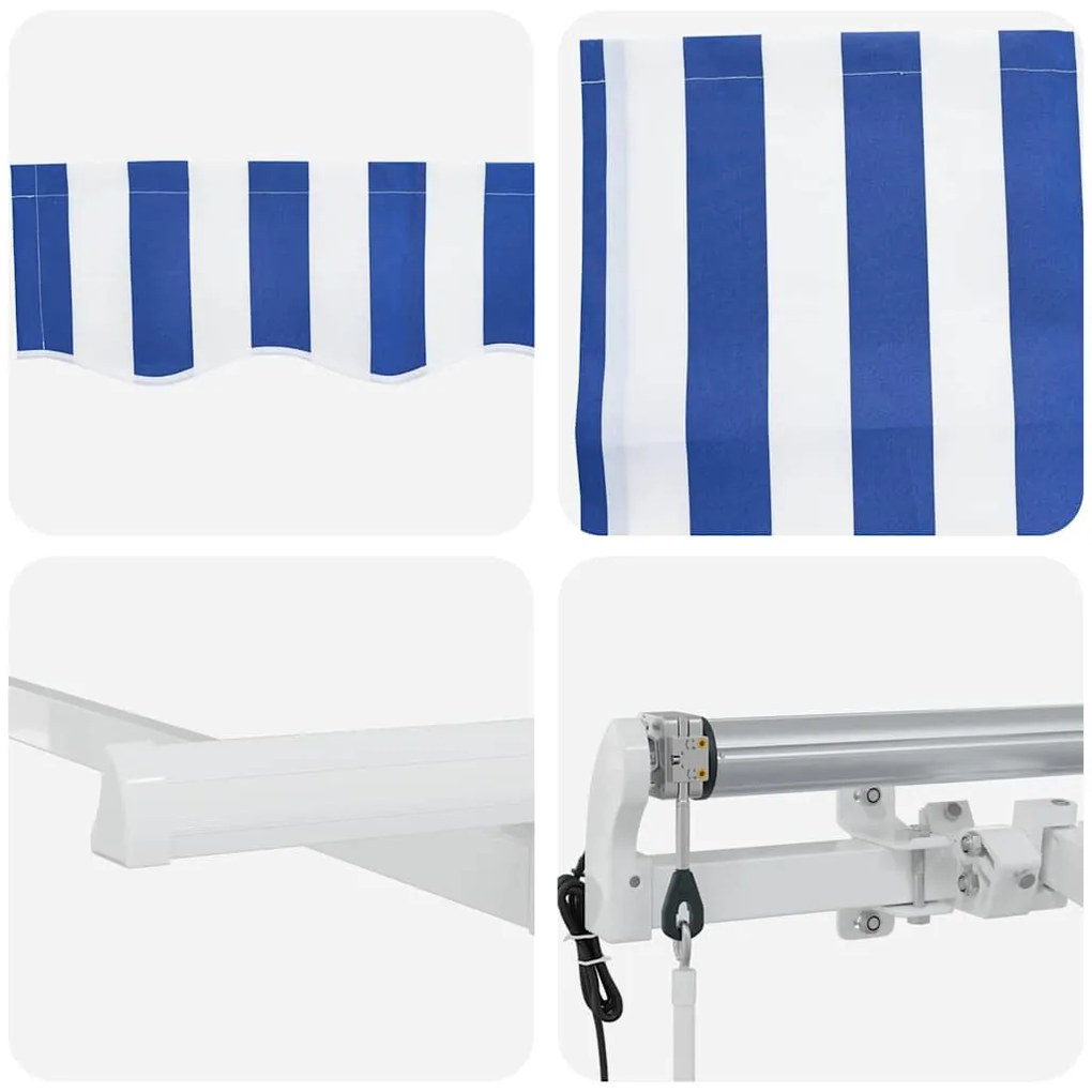 Toldo Retrátil Azul e Branco 400x200 cm 400 x 200 cm 4 x 2 m